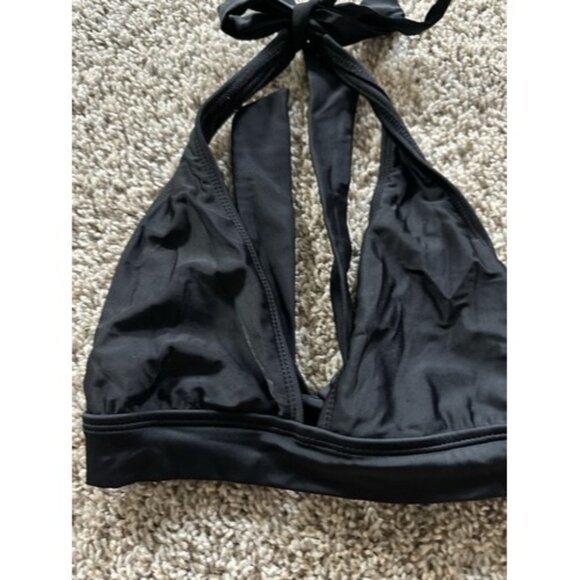 Catalina Womens Black Swim Bikini Top Size Small Solid Tie Neck and back - Picture 3 of 8
